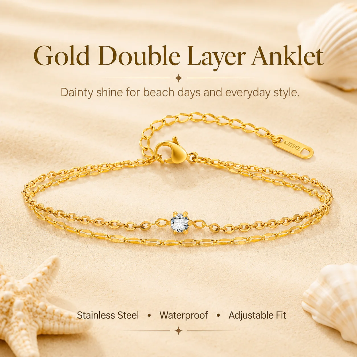 Waterproof Layered Anklet Brac - Jc Jewelry & Watches Photos ulasan dan harga