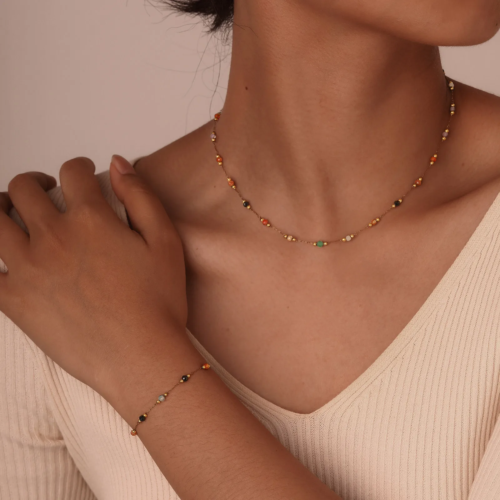 Nature Stone Beaded Chain  Ank - Jc Jewelry & Watches Photos ulasan dan harga